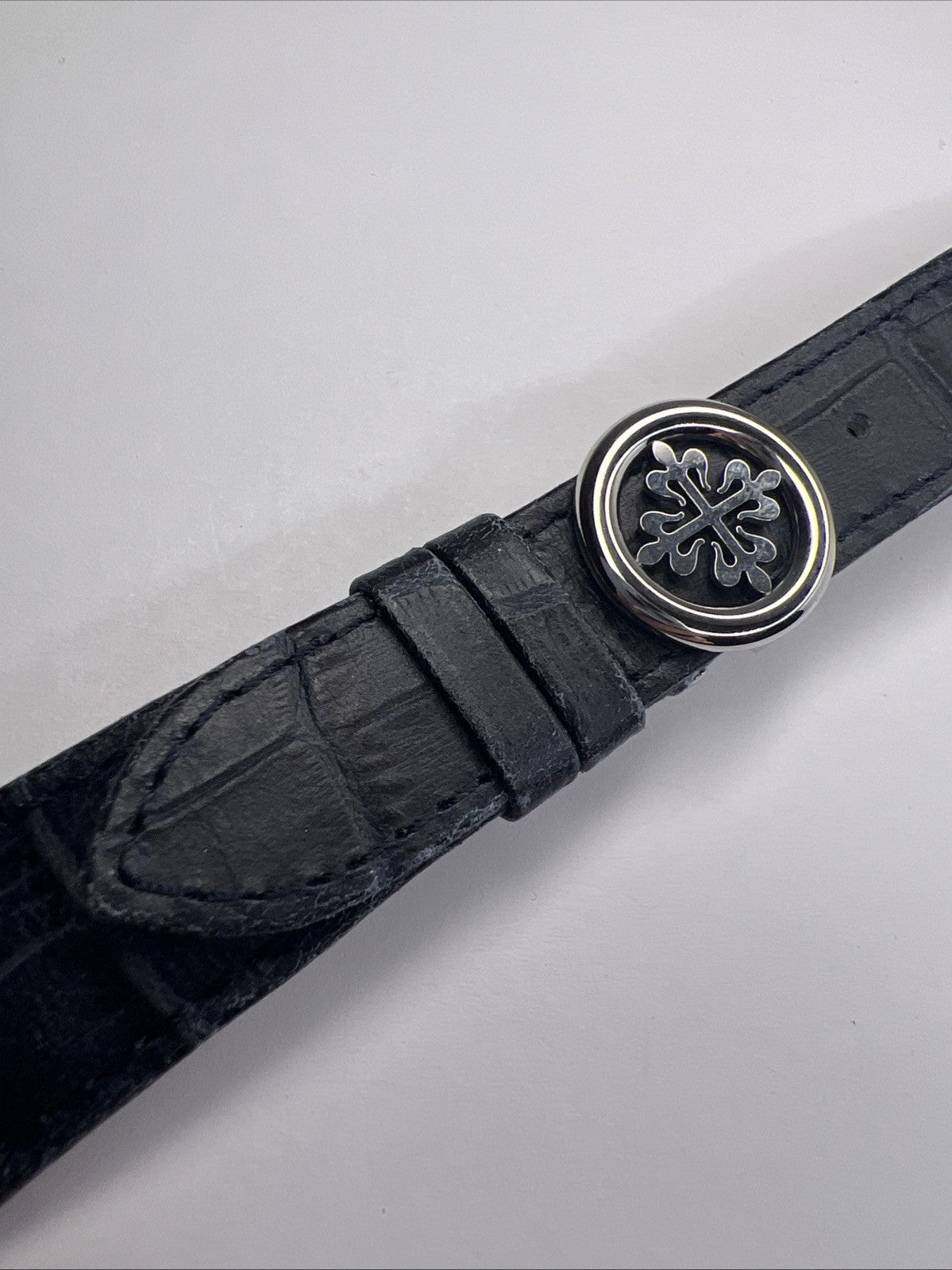 Authentic 21mm Blue Leather Patek Philippe Strap Band 16mm Steel Deployant Clasp