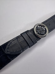 Authentic 21mm Blue Leather Patek Philippe Strap Band 16mm Steel Deployant Clasp