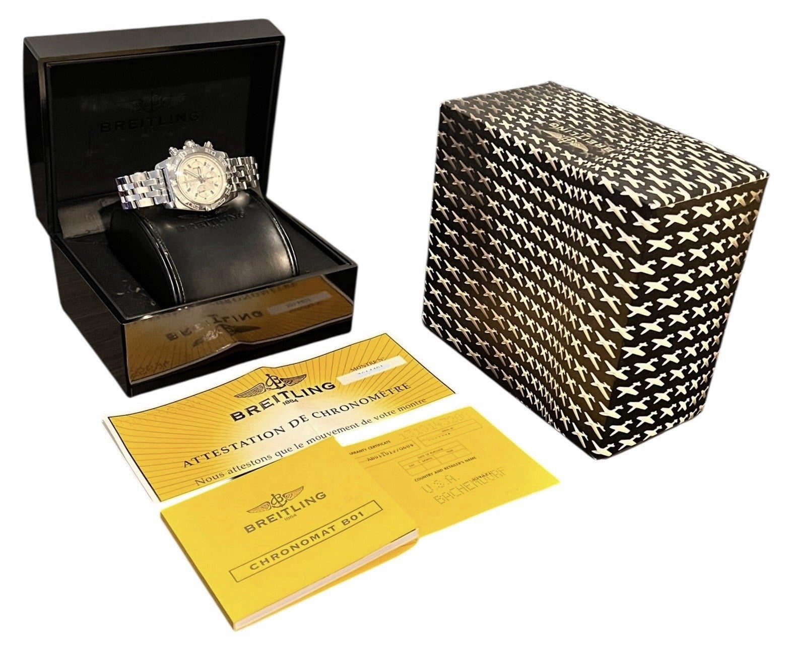 Breitling Chronomat Stainless Steel Silver Dial 44mm Automatic Mens Watch AB0110