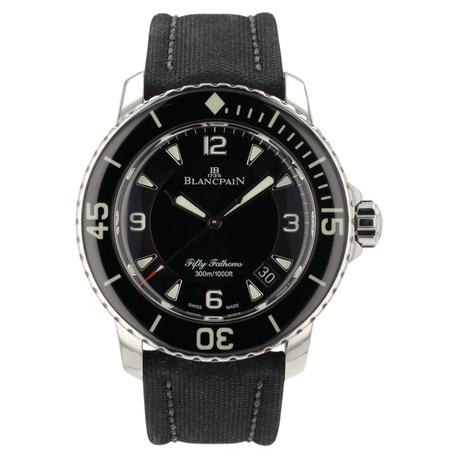 Blancpain Fifty Fathoms Black Dial Steel 45mm Automatic Mens Watch 5015-1130-52A