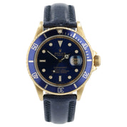 Rolex Submariner Blue Dial 18k Yellow Gold 40mm Automatic Mens Watch 16618