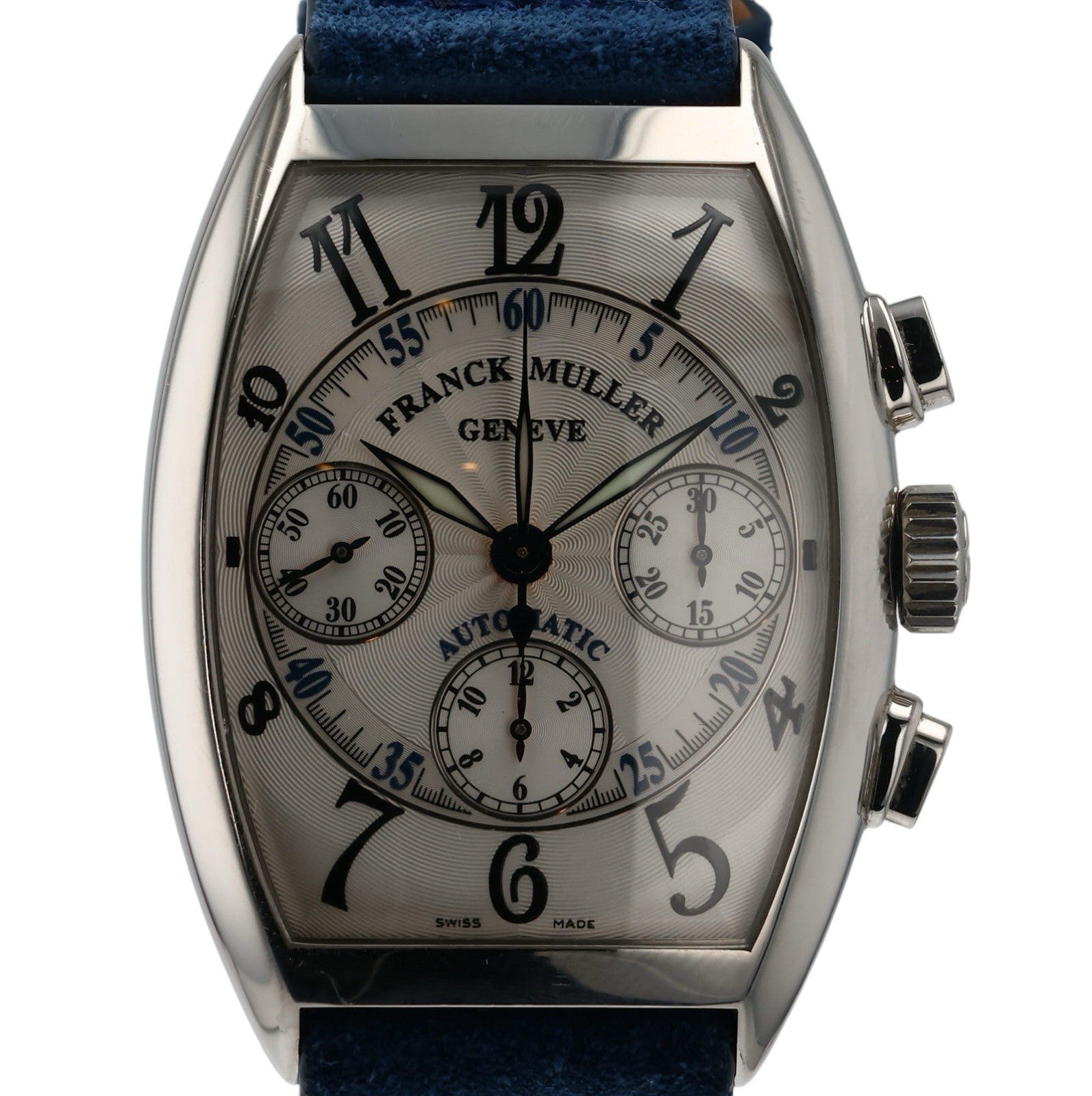 Franck Muller Cintree Curvex Steel Silver Dial 35mm Automatic Men’s Watch 7850CC