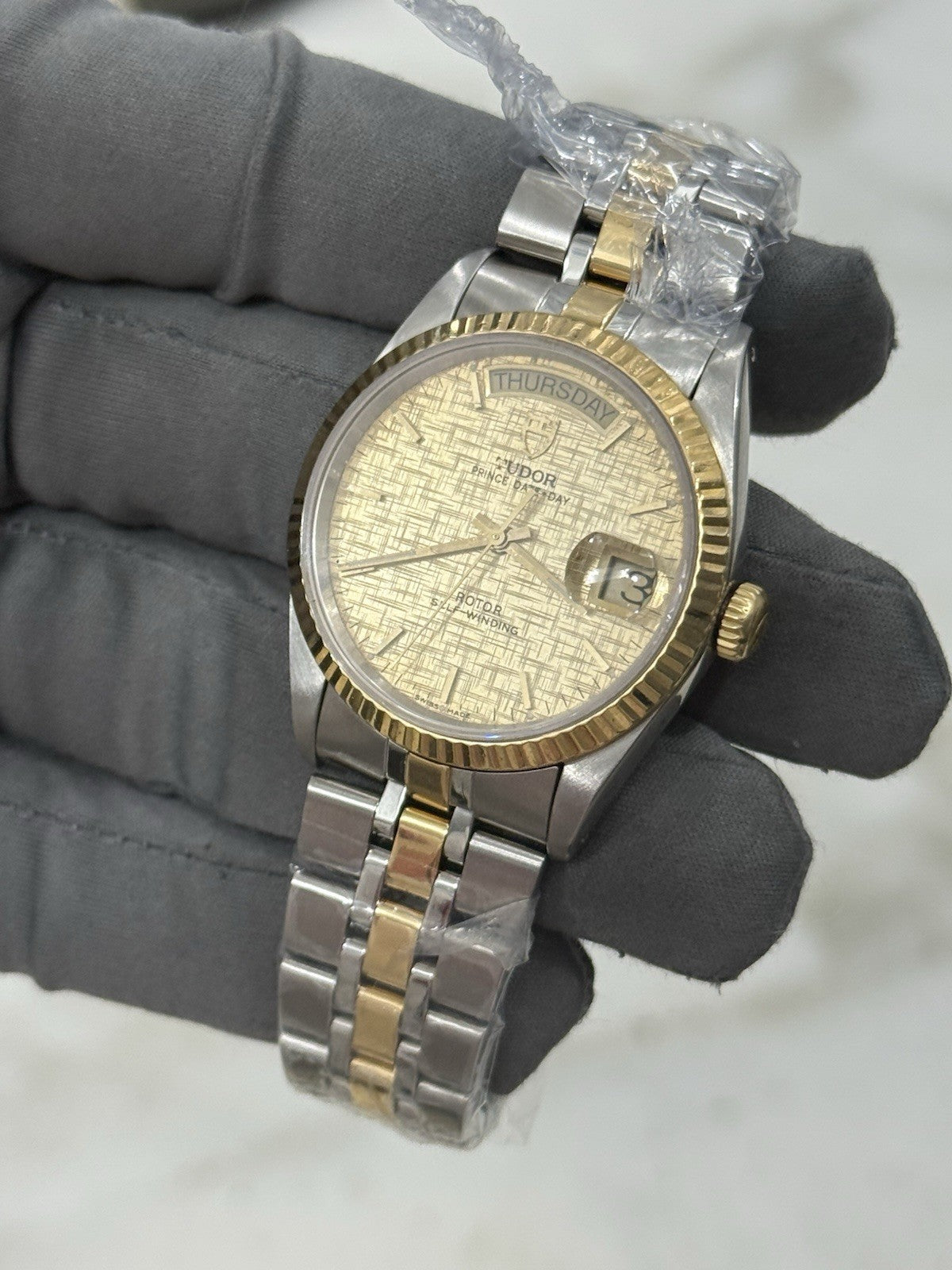 TUDOR Prince Date Day 76213 Champagne Dial Men's Two Tone Automatic Watch - READ