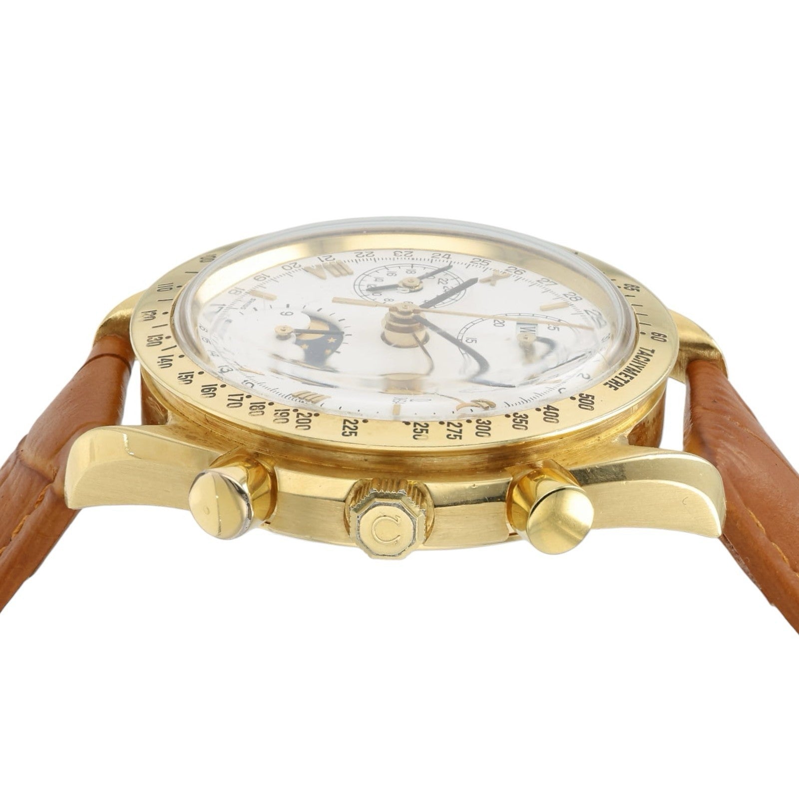Omega Speedmaster Moonphase White Dial 18k Yellow Gold 39mm Auto Men’s Watch