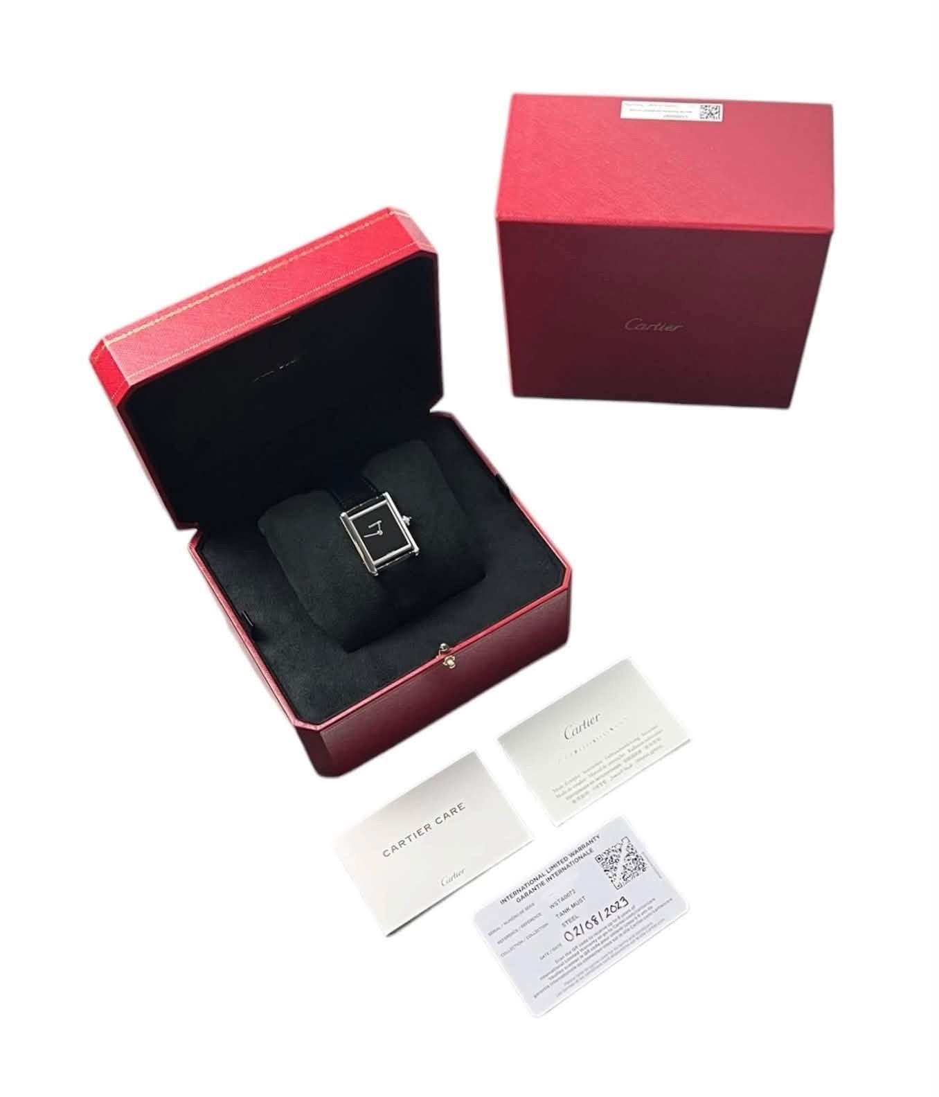2023 Cartier Tank Must Black Dial Steel 25mm Quartz Unisex Watch WSTA0072