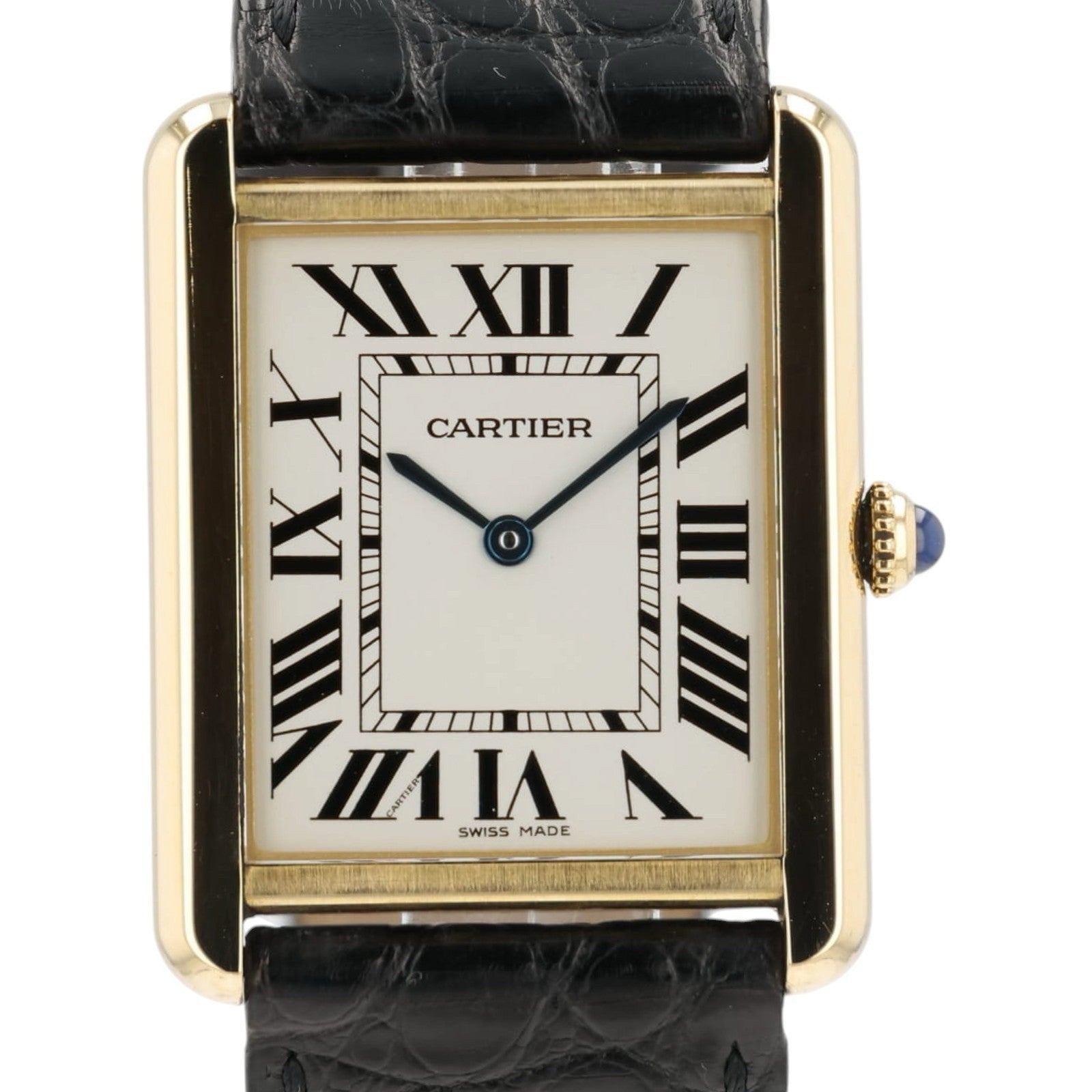 Cartier Tank Solo Silver Dial 18k Yellow Gold & Steel 34x27mm Quartz W1018855