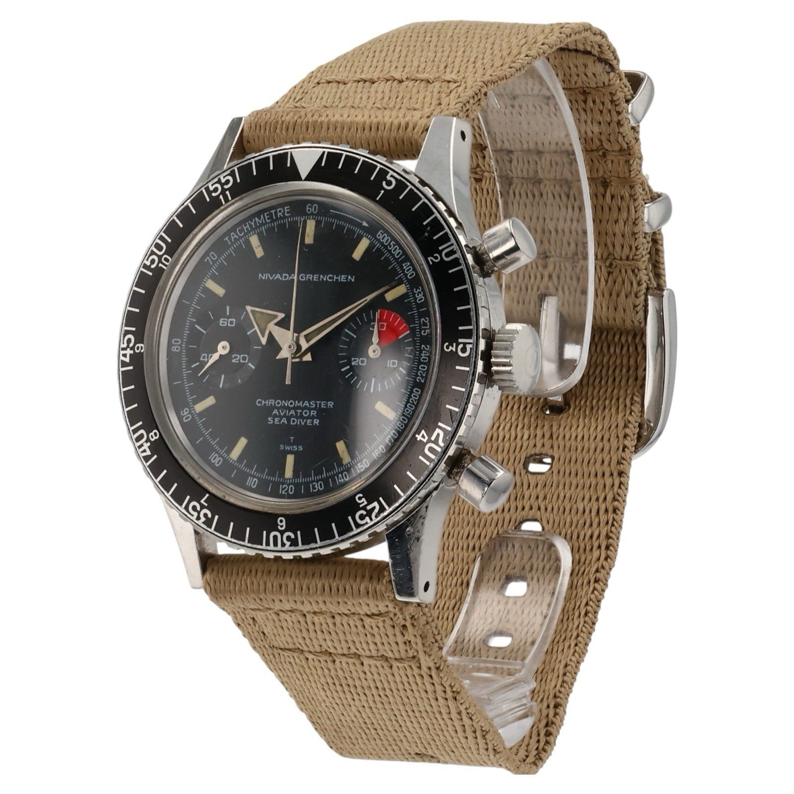 Nivada Chronomaster Stainless Steel Black Dial 38mm Manual Wind Men’s 85004