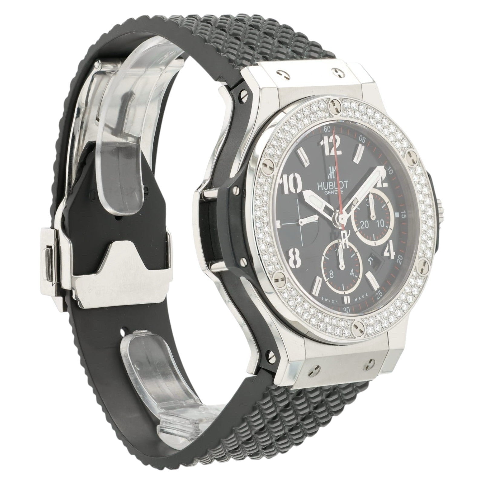 Hublot Big Bang Black Dial Diamond Steel 44mm Automatic Mens 301.SX.140.RX.114