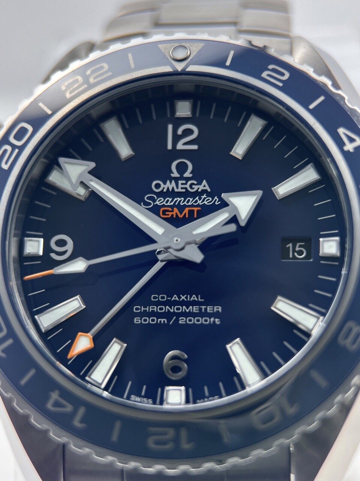 Omega Seamaster Planet Ocean GMT 232.90.44.22.03.001 Blue Dial 43.5 mm W/ B&P