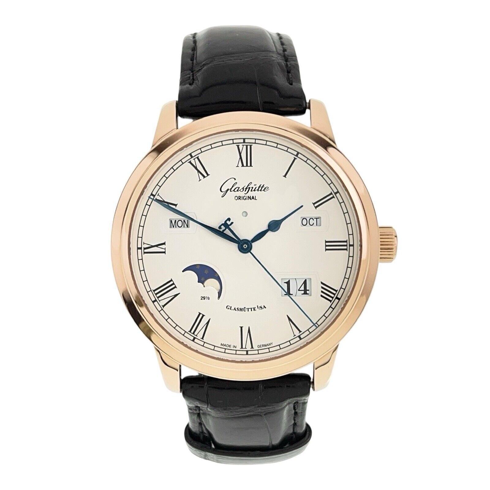 Glashutte Original Senator 18k Rose Gold White Dial 42mm Mens 100-02-22-05-05