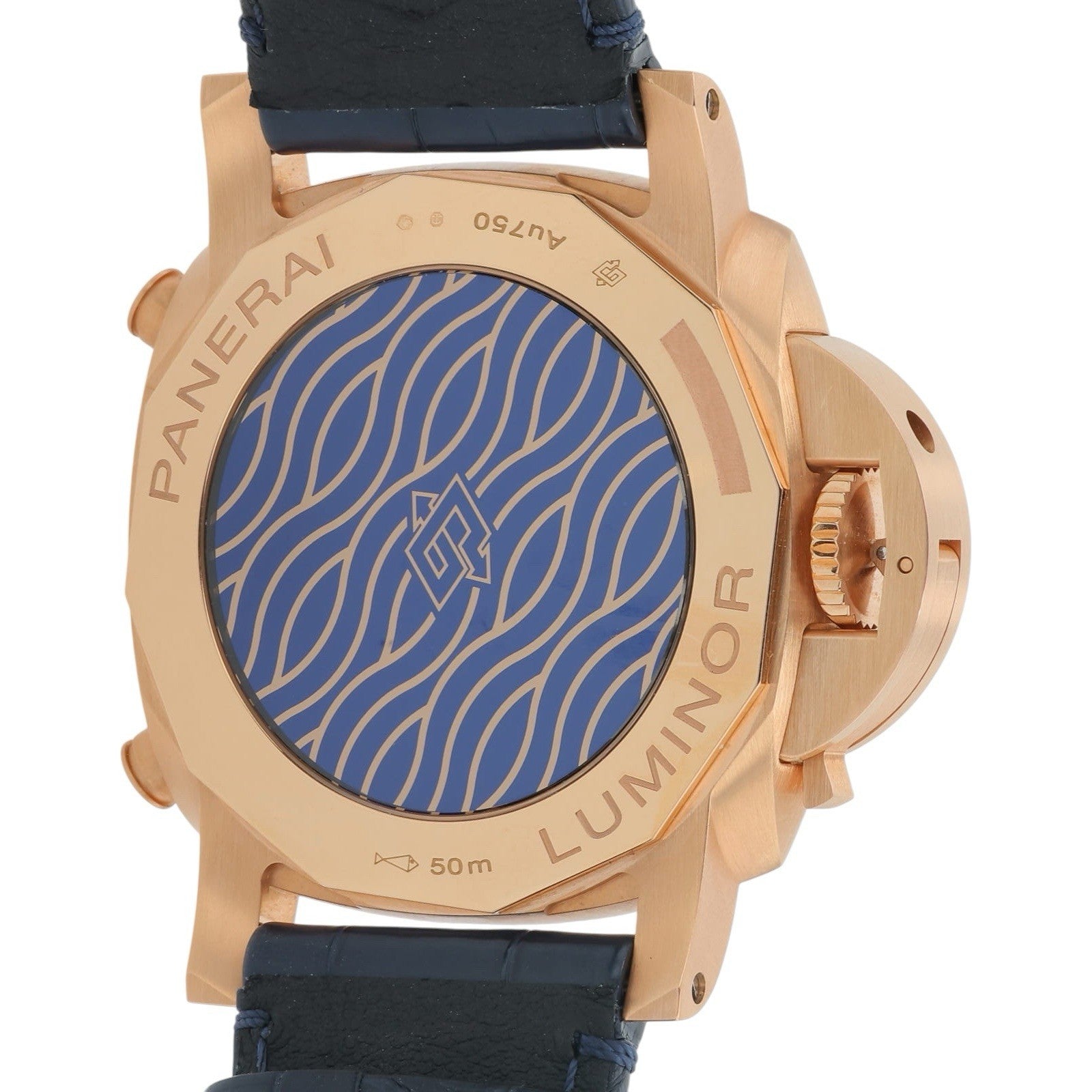 Panerai Luminor Marina 18k Rose Gold  Blue Dial 44mm Automatic Mens PAM01111