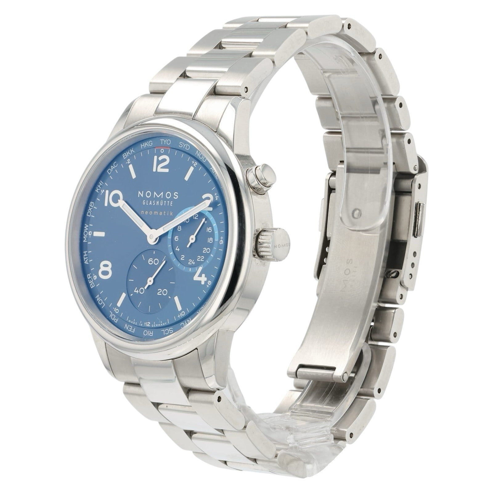 Nomos World Timer Blue Dial Stainless Steel 40mm Automatic Movement Mens Watch
