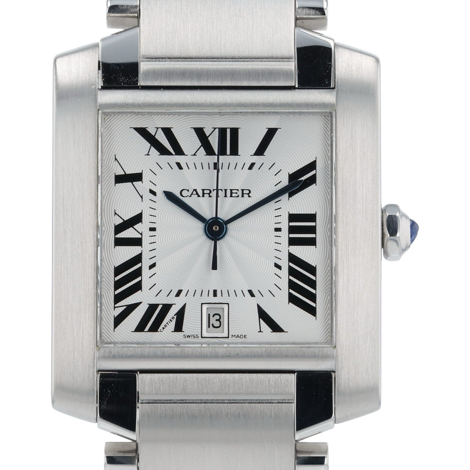 Cartier Tank Francaise Stainless Steel Silver Dial 28x32mm Automatic Womens 2302