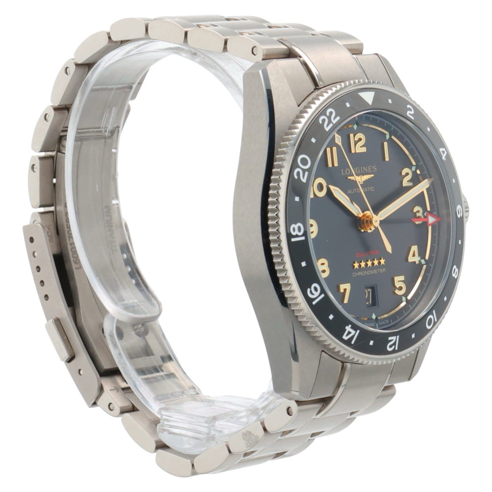 Longines Spirit Zulu Time Titanium Black Dial 39mm Automatic Mens Watch L3.802.1