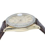 Rolex Date Champagne Dial 14k Gold Diamond Bezel 34mm Automatic Men's Watch 1503