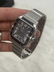 Cartier Santos Stainless Steel Grey Dial 39.8mm Automatic Men's Watch WSSA0037