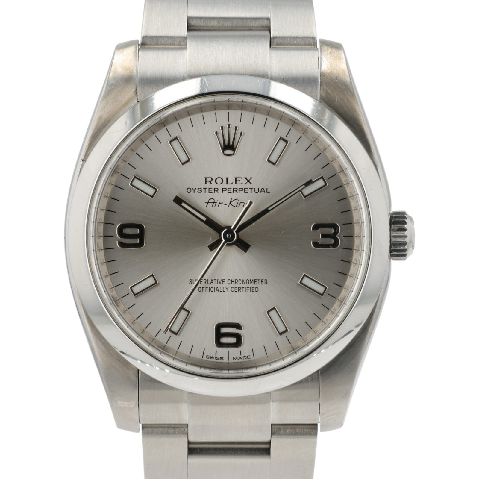 Rolex OP Silver Dial Stainless Steel 34mm Automatic Movement Men’s Watch 114200