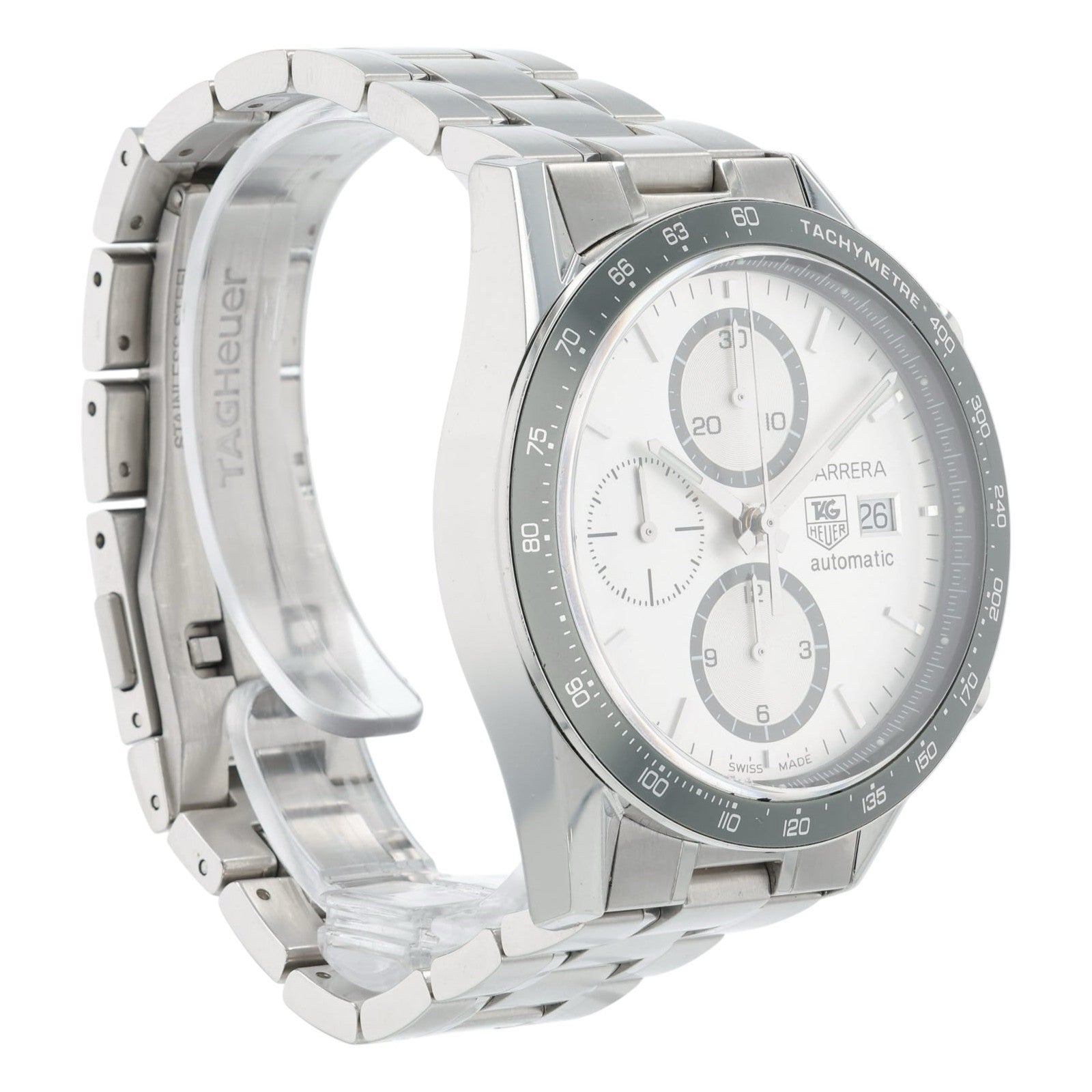 Tag Heuer Carrera Silver Dial Stainless Steel 41mm Automatic Mens Watch CV2011