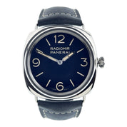 Panerai Radiomir Stainless Steel Blue Dial 45mm Manual Wind Mens Watch PAM01383