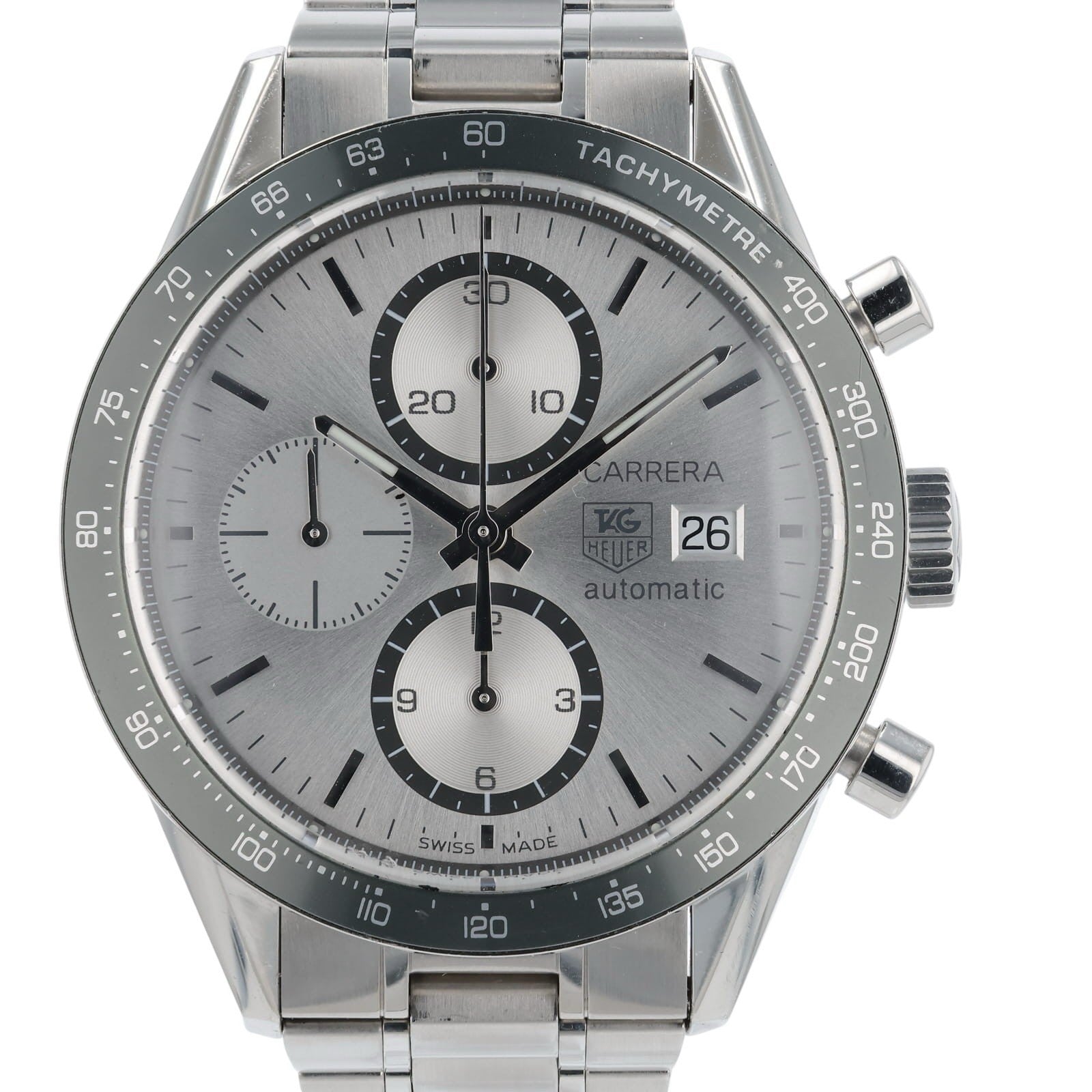 Tag Heuer Carrera Silver Dial Stainless Steel 41mm Automatic Mens Watch CV2011