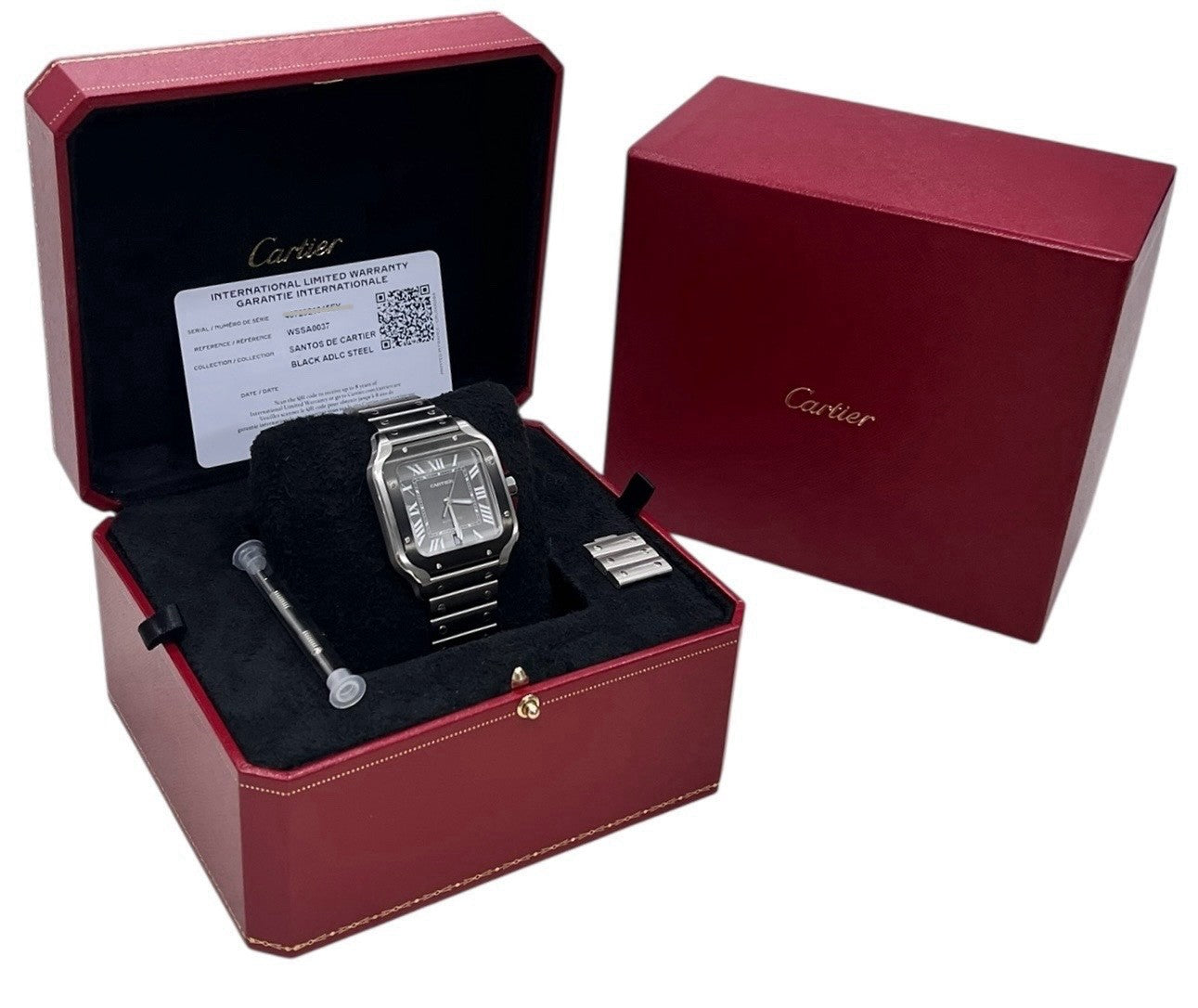 Cartier Santos Stainless Steel Grey Dial 39.8mm Automatic Movement Mens Watch