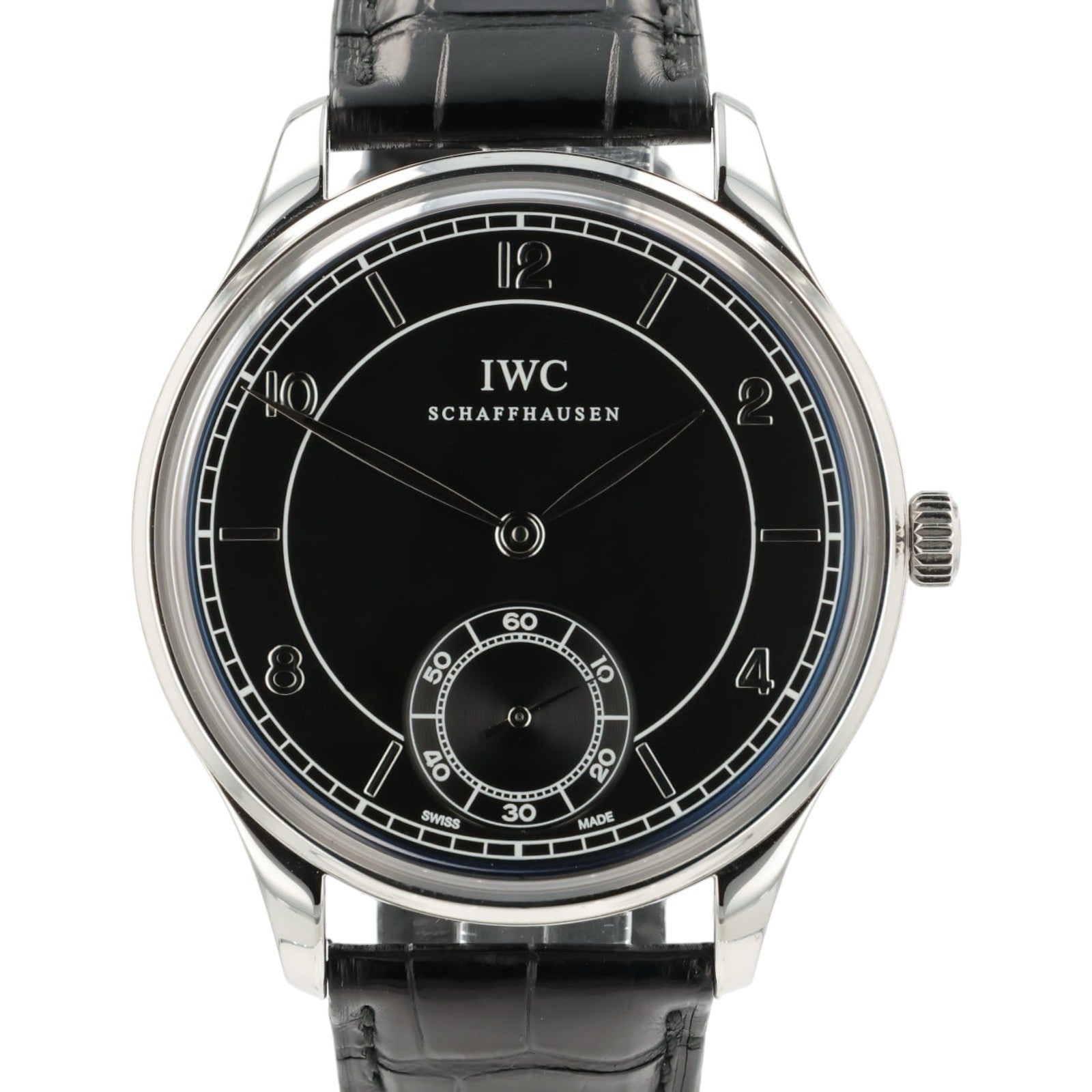 IWC Portuguese Black Dial Stainless Steel 44mm Manual Wind Mens Watch IW544501