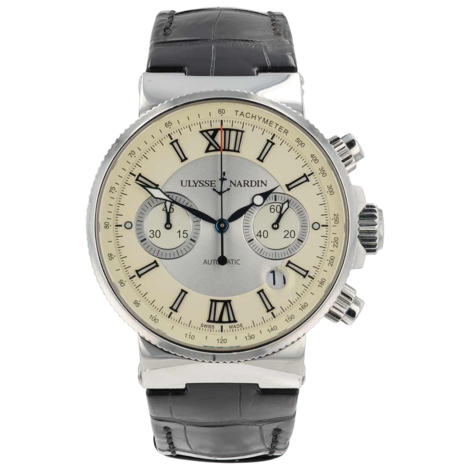 Ulysse Nardin Maxi Marine Ivory Dial Stainless Steel 41mm Automatic Mens 353-66