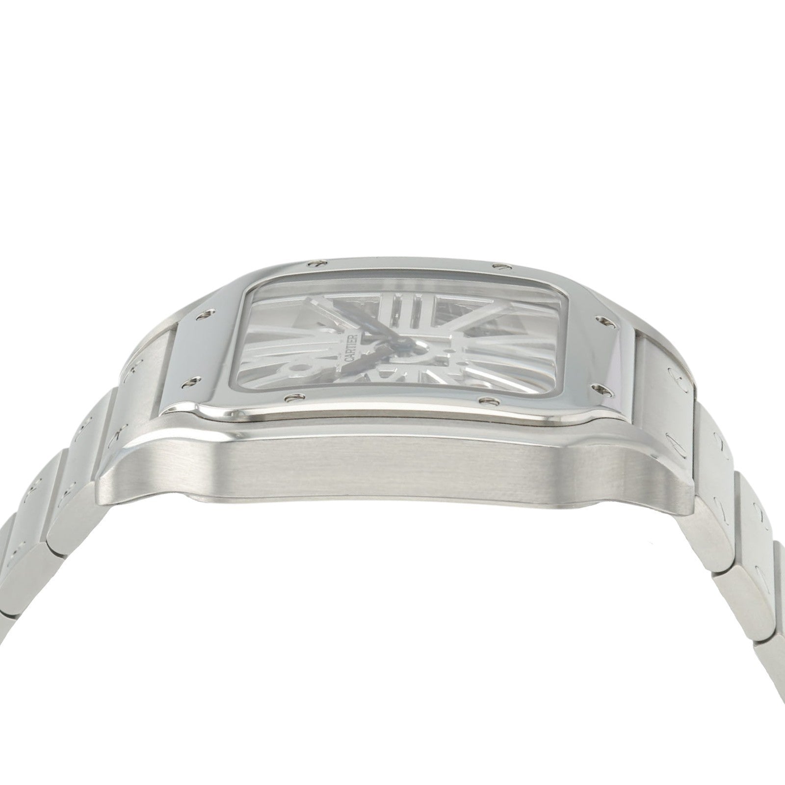 Cartier Santos Skeleton Dial Stainless Steel 39.8mm Manual Wind Mens WHSA0015
