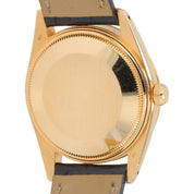 Rolex Oyster Perpetual Date 34 Fluted Bezel 18K Gold Champagne Dial Watch