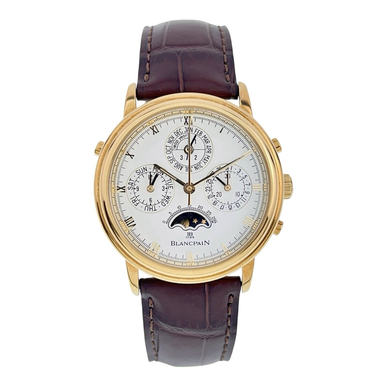 Blancpain Perpetual Calendar 18k Yellow Gold White Dial Automatic Men’s 5585