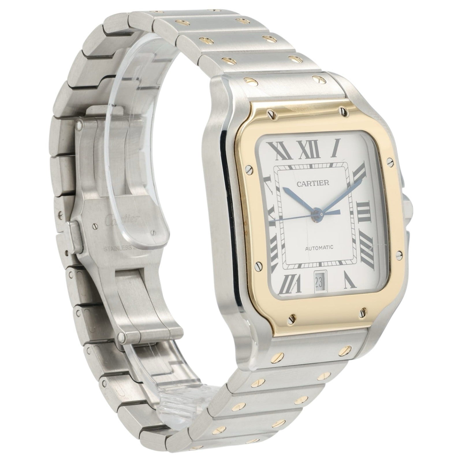 Cartier Santos Silver Dial Gold & Steel 39x47mm Automatic Men’s Watch W2SA0009