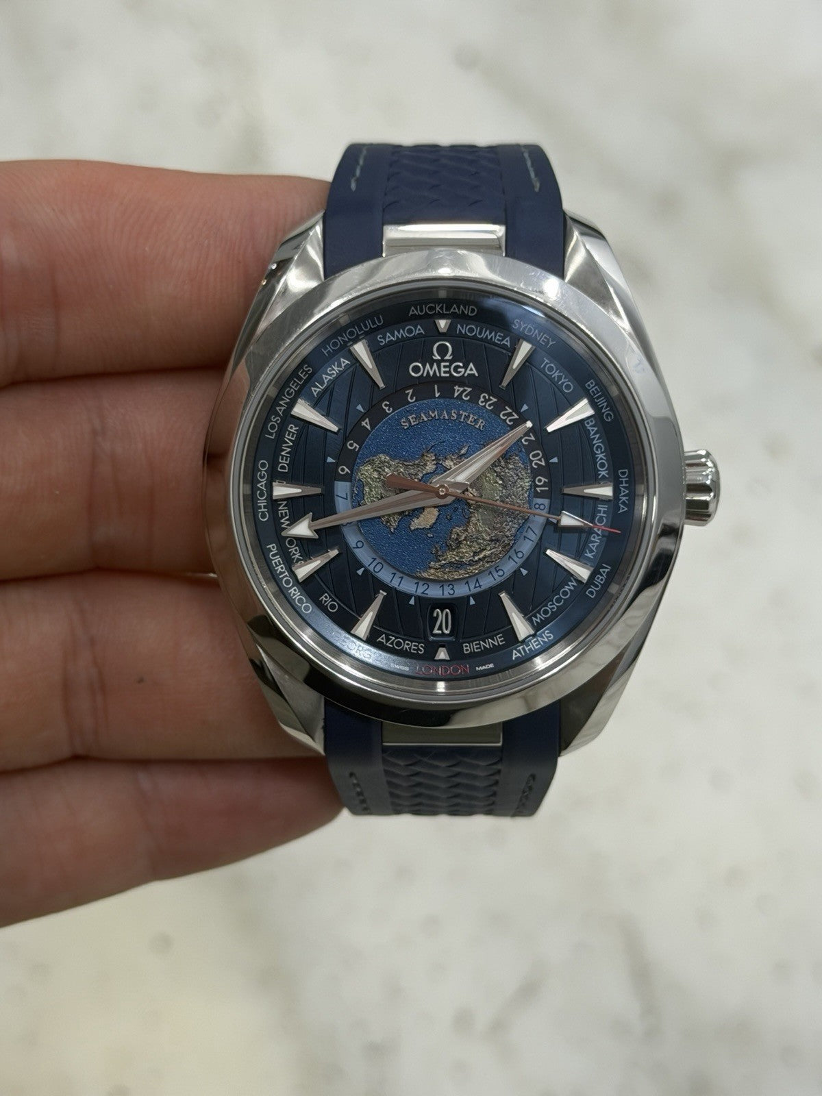 Omega Seamaster Aqua Terra Worldtimer Steel Blue Dial Auto 220.12.43.22.03.001