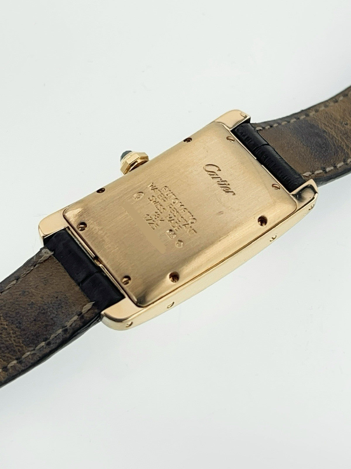 Cartier Tank Americaine Medium Automatic 18kt Yellow Gold Guilloche Roman Dial