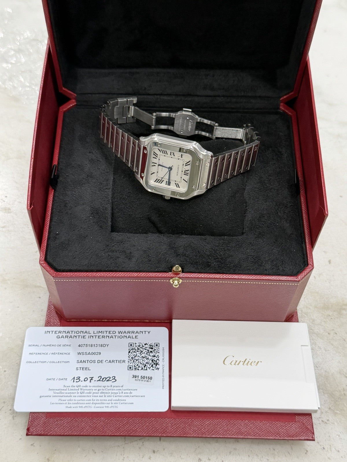 2023 Cartier Santos Automatic Stainless White Dial Midsize Watch 35mm WSSA0029