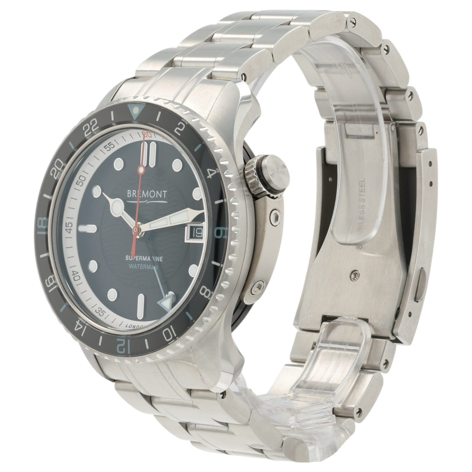 Bremont Waterman GMT Black Dial Steel 43mm Automatic Men’s Watch  - Box/Papers