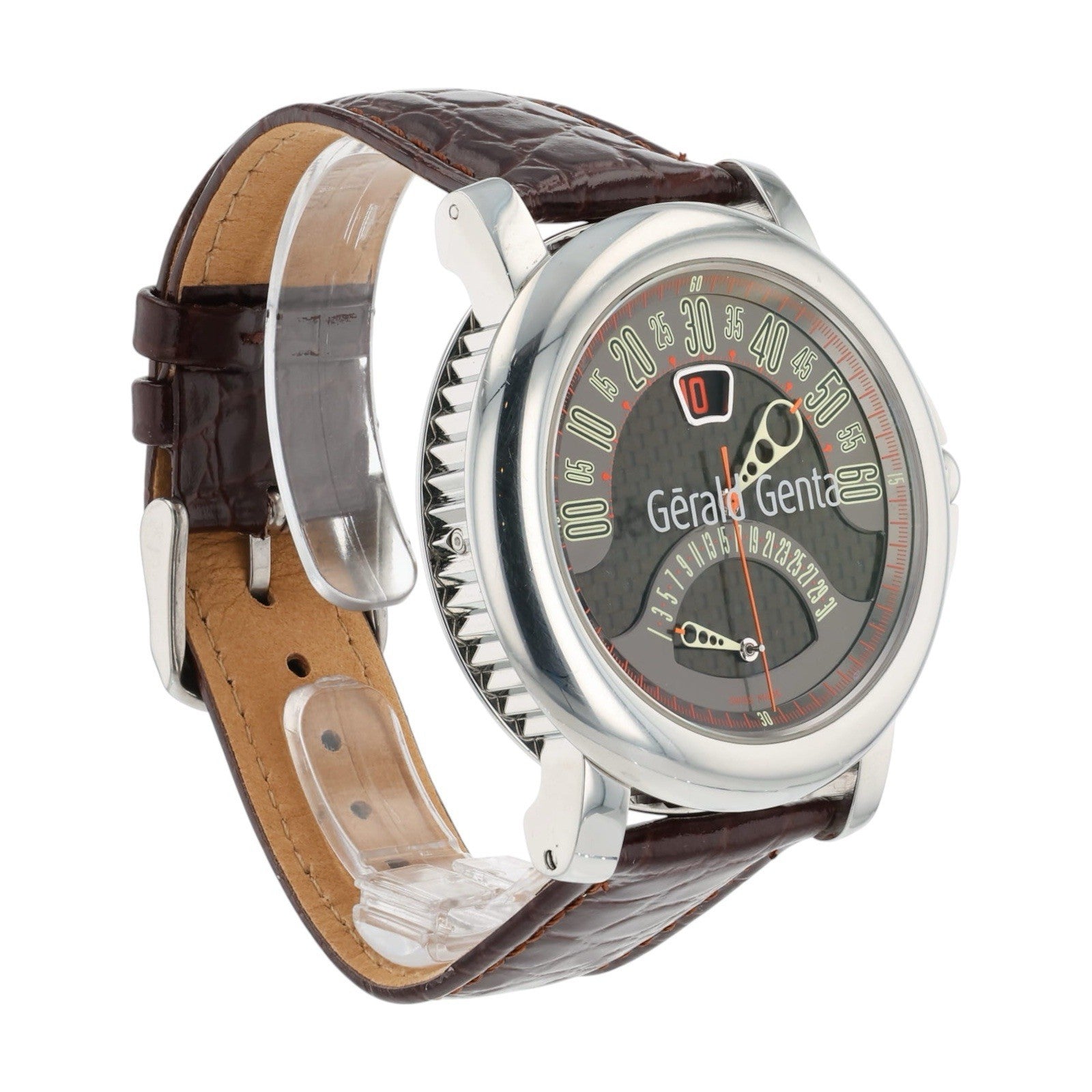 Gerald Genta Arena Bi Retro Steel Carbon Dial 46mm Automatic Mens Watch BSP.Y.10