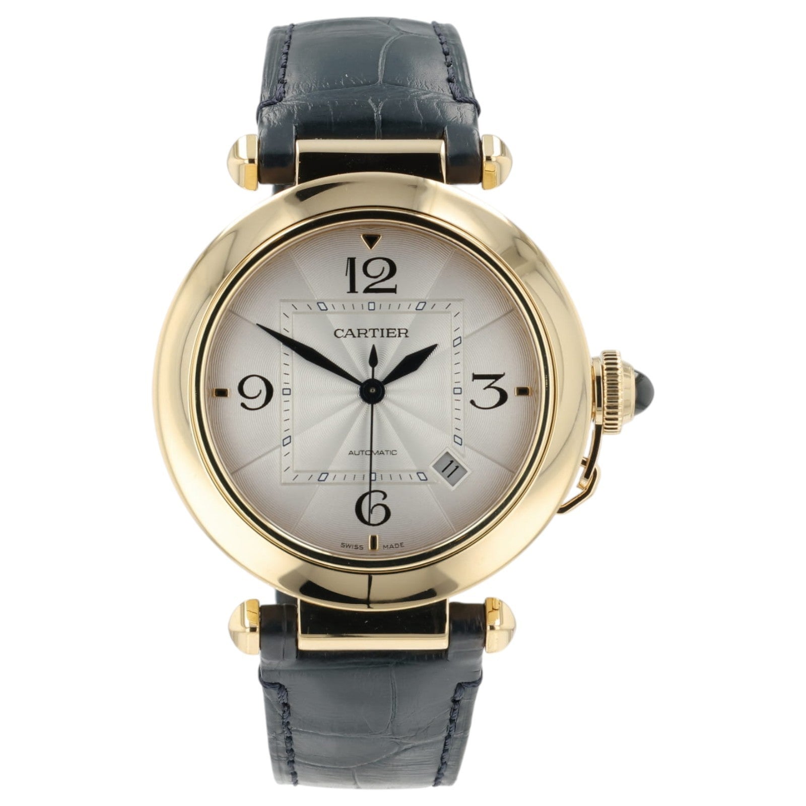 Cartier Pasha Silver Color Dial 18k Yellow Gold 42mm Automatic Mens WGPA0007