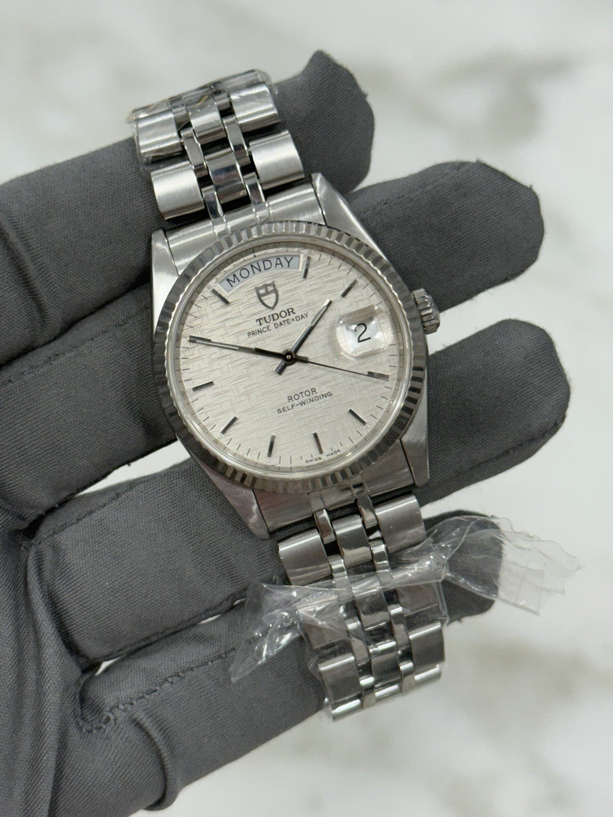 Tudor Prince Date Day Gold Bezel 36mm Linen Automatic Men’s Watch 76214