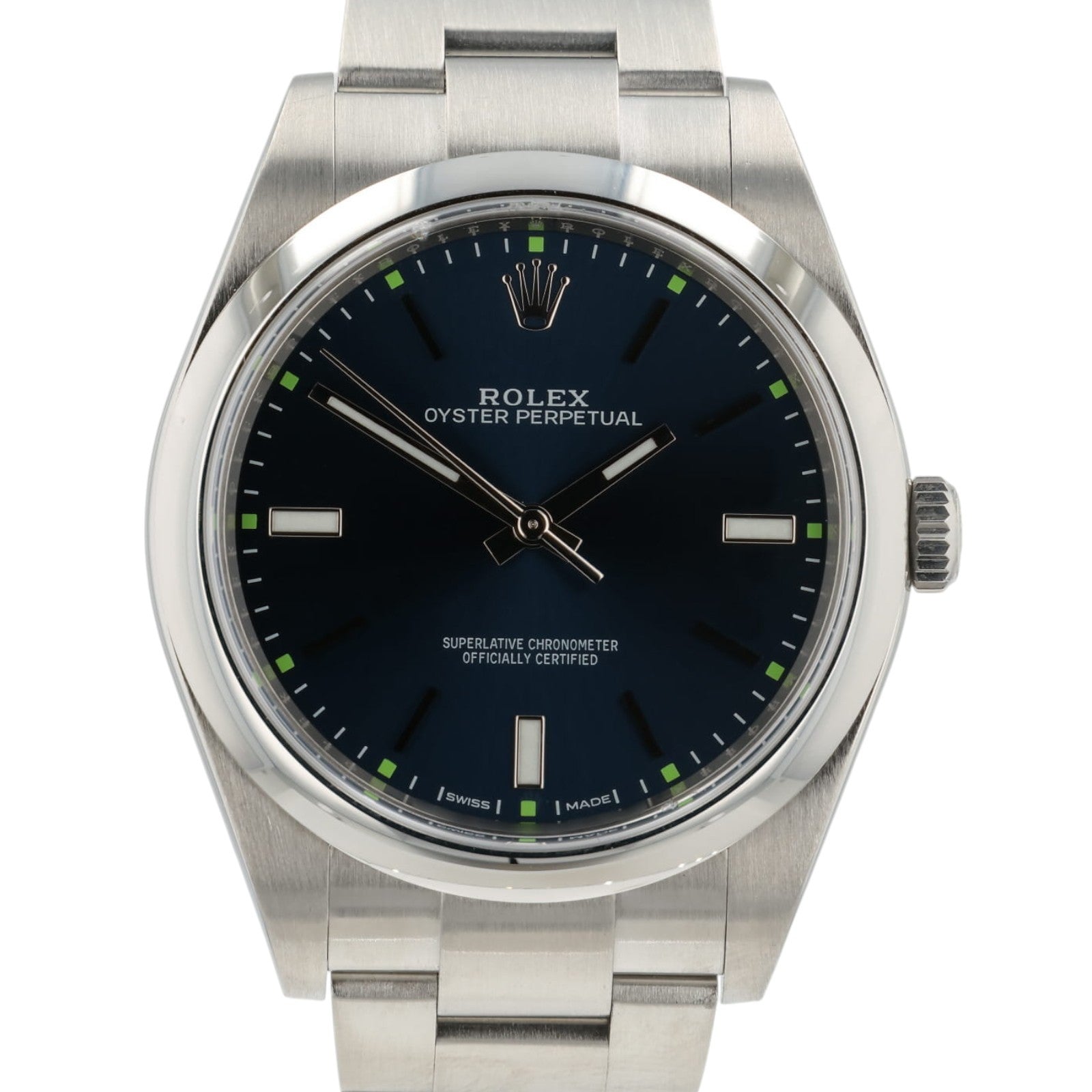 Rolex Oyster Perpetual Blue Dial Stainless Steel 39mm Automatic Mens 114300