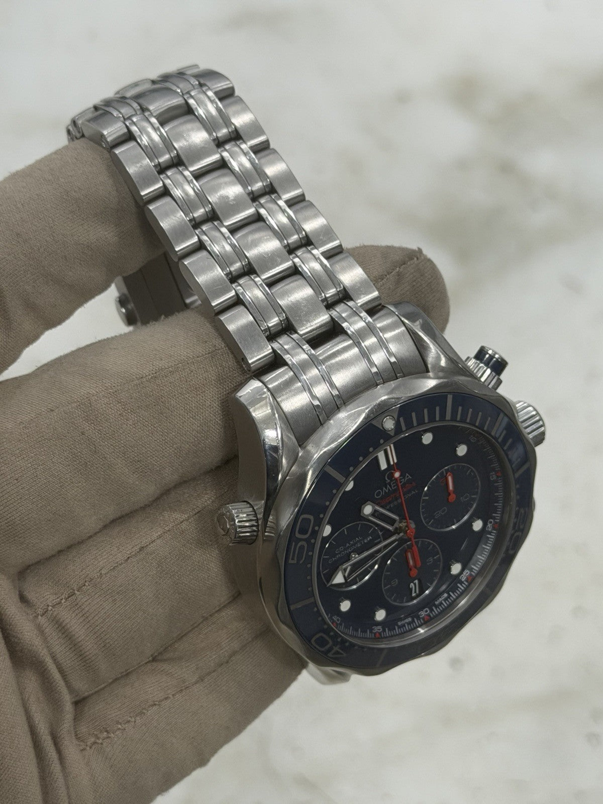 Omega Seamaster Diver Co-Axial Chrono Blue Dial Men's Watch 212.30.44.50.03.001