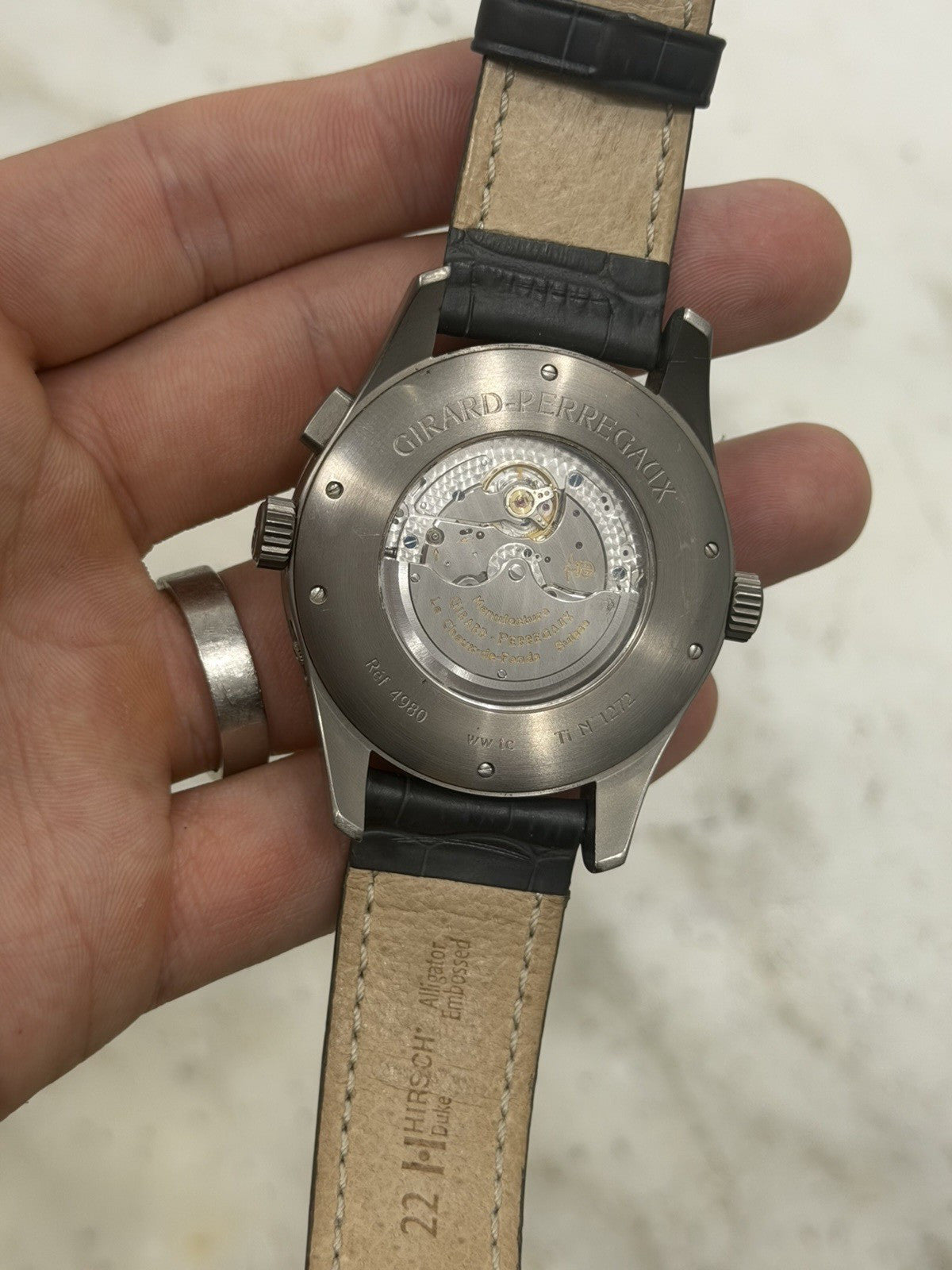 Girard Perregaux World Time Titanium Chronograph Automatic 4980 Watch - AS IS