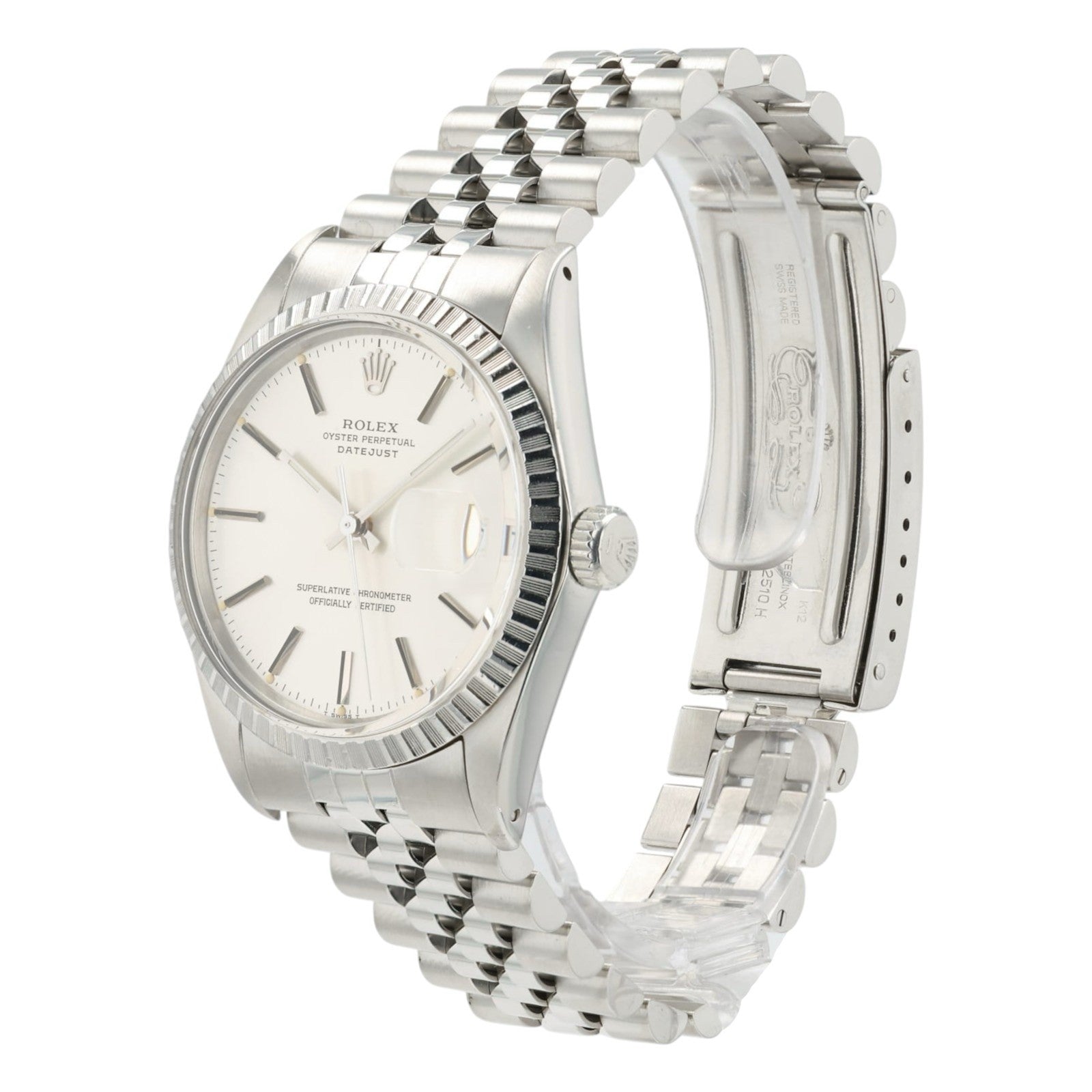 Rolex Datejust Silver Stick Silver Dial Steel 36mm Automatic Men’s Watch 16030