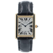 Cartier Tank Solo 18k Yellow Gold Silver Dial 27mm Quartz Men's Watch W5200004