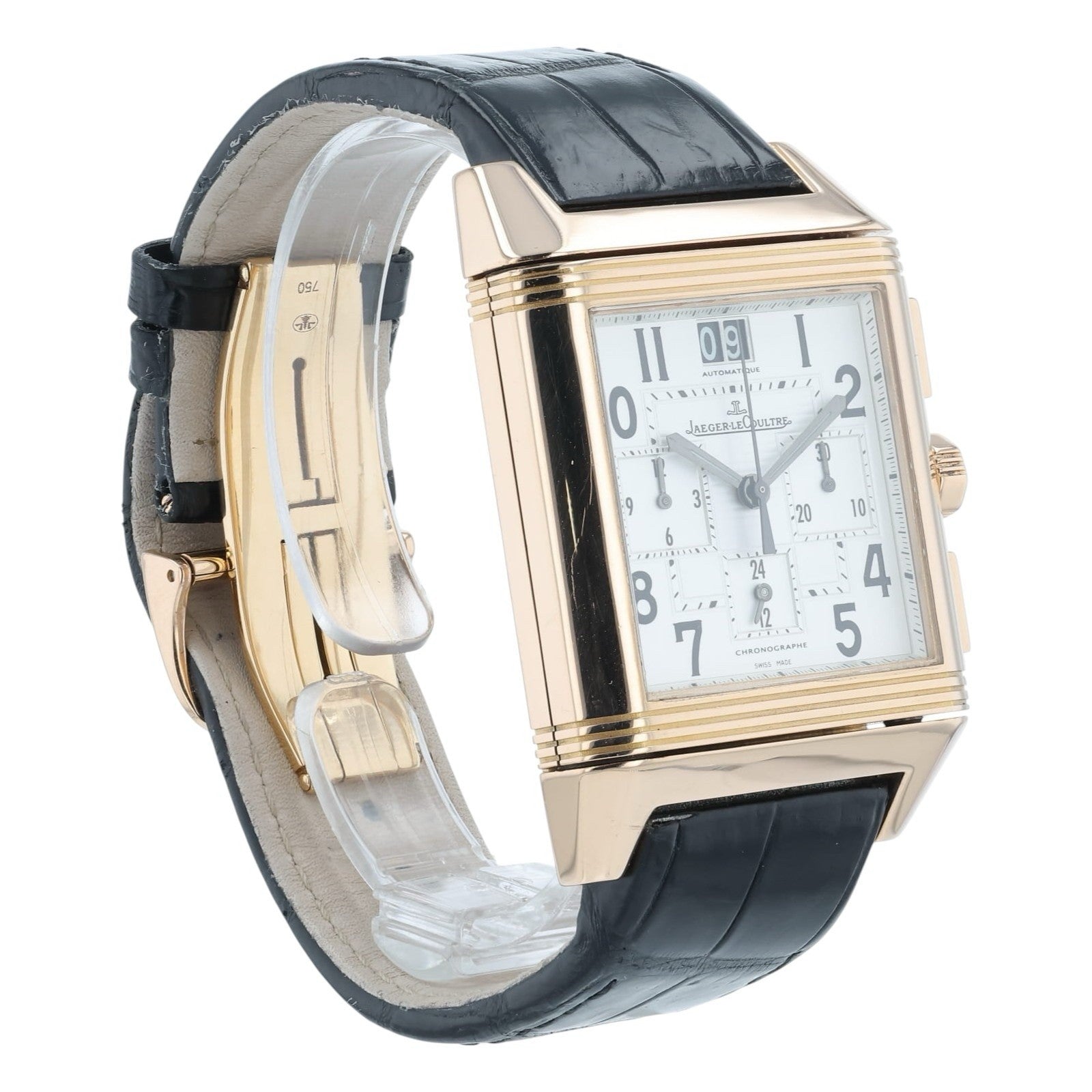 Jaeger LeCoultre Reverso 18k Rose Gold Silver Dial 35x41mm Automatic Q7012620