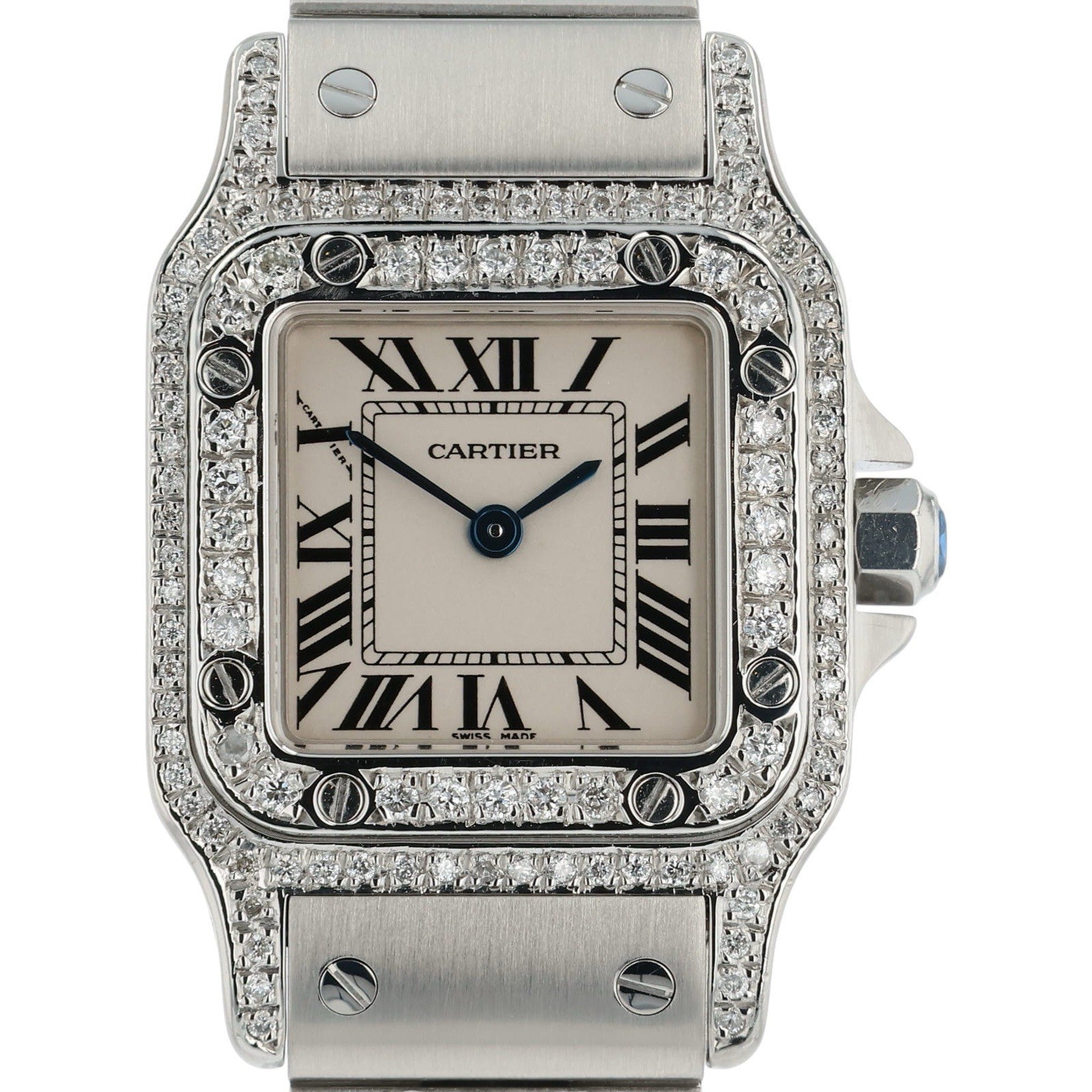 Cartier Santos White Dial Stainless Steel 24mm Quartz Women’s Watch W20056D6