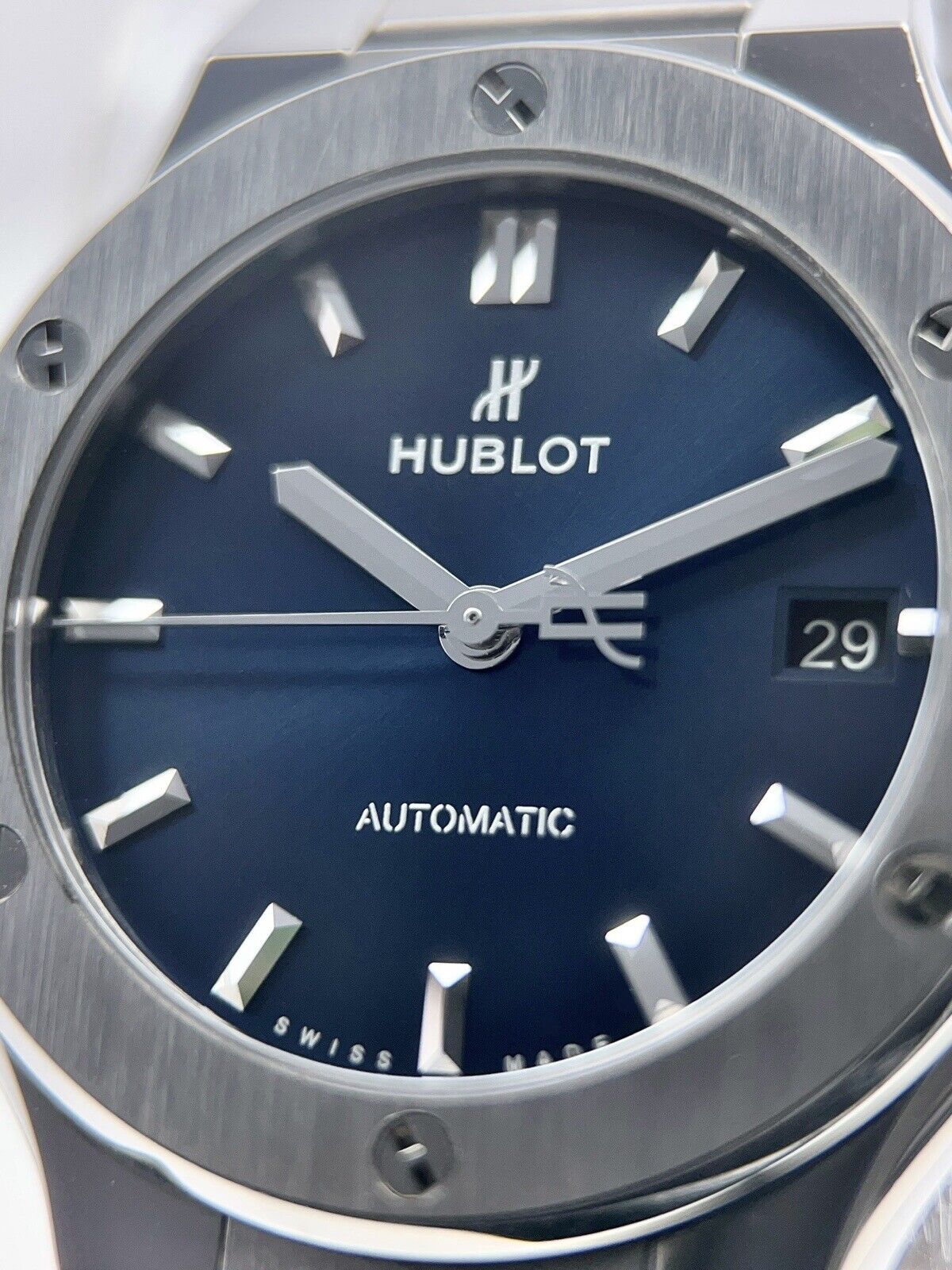 Hublot Classic Fusion Titanium 585.NX.7170.NX Titanium Casing Blue Dial