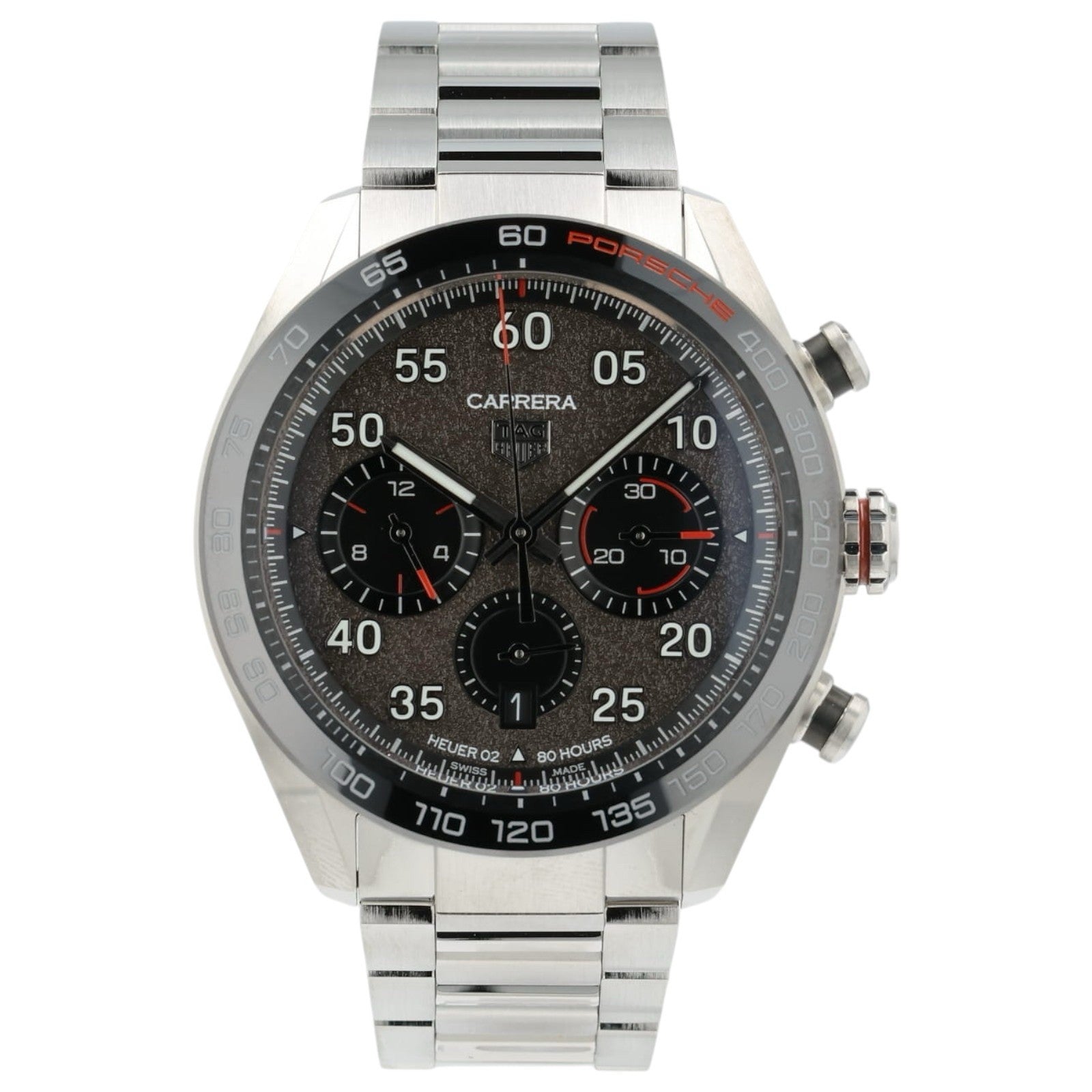 Tag Heuer Porsche Carrera Black Dial Stainless Steel 44mm Automatic Mens CBN2A1F