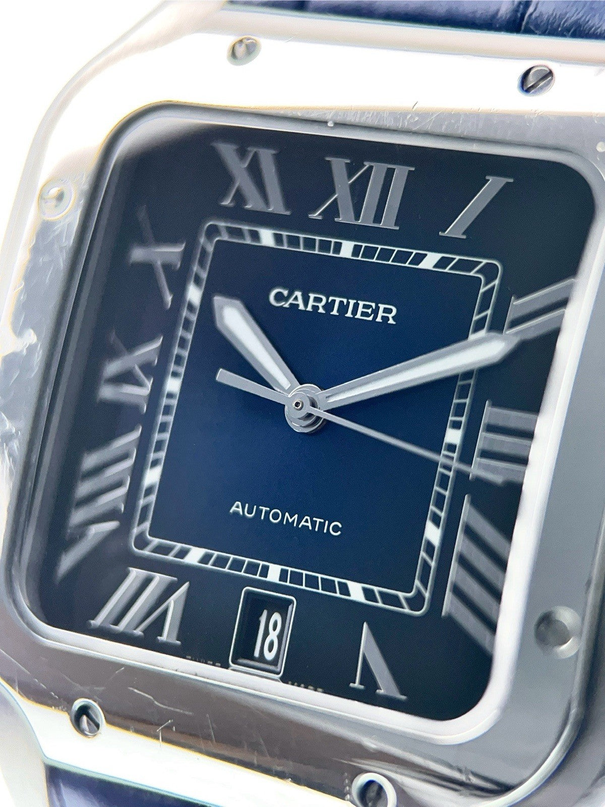 Cartier Santos Stainless Steel Blue Dial 40mm Automatic Men's Watch WSSA0039