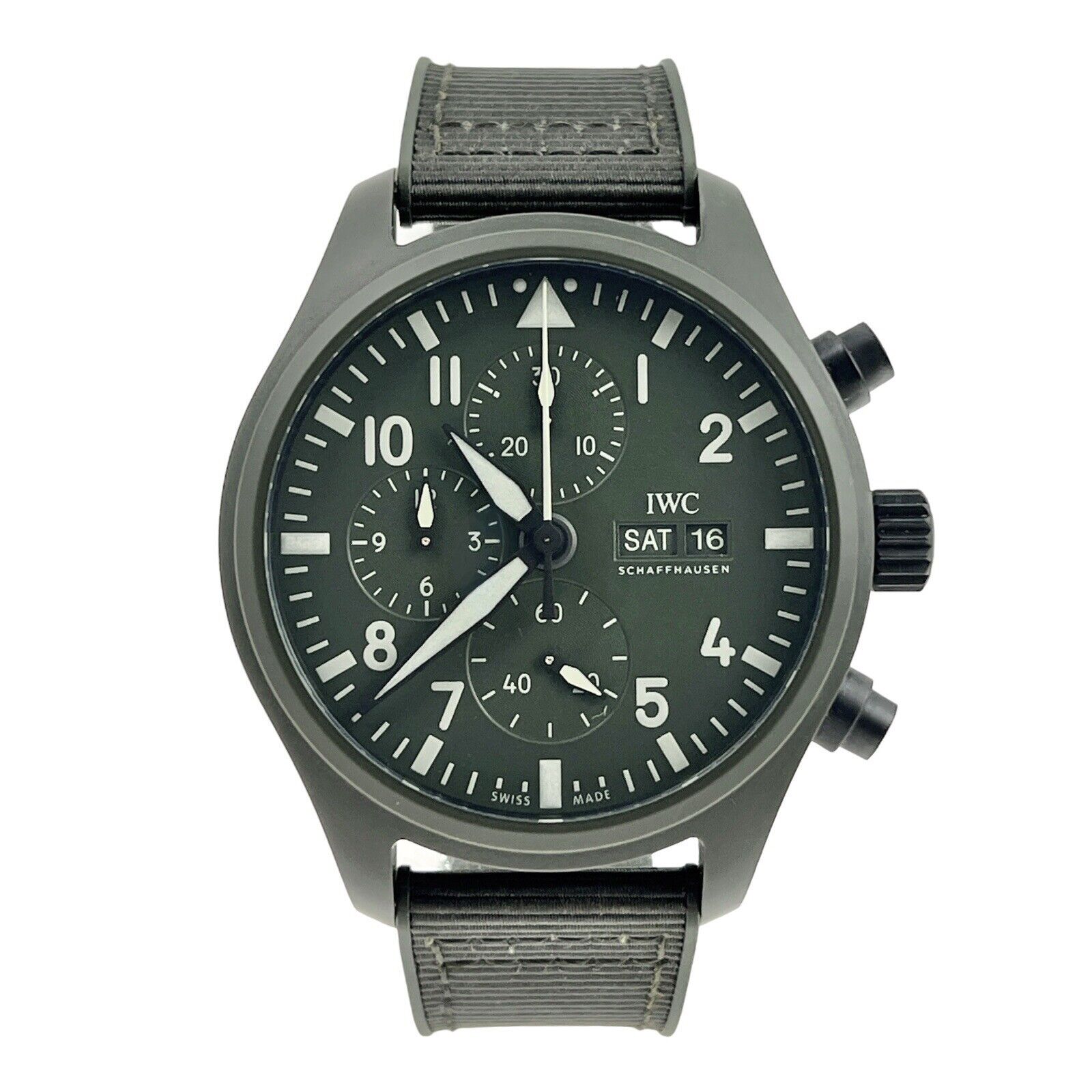 IWC Pilot's Watch Chronograph Top Gun Woodlands Green Edition 44mm IW389106 B&P