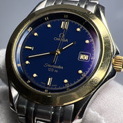 Omega 168.1501 Seamaster 18K Gold Bezel & Steel Quartz 36mm Bracelet Watch